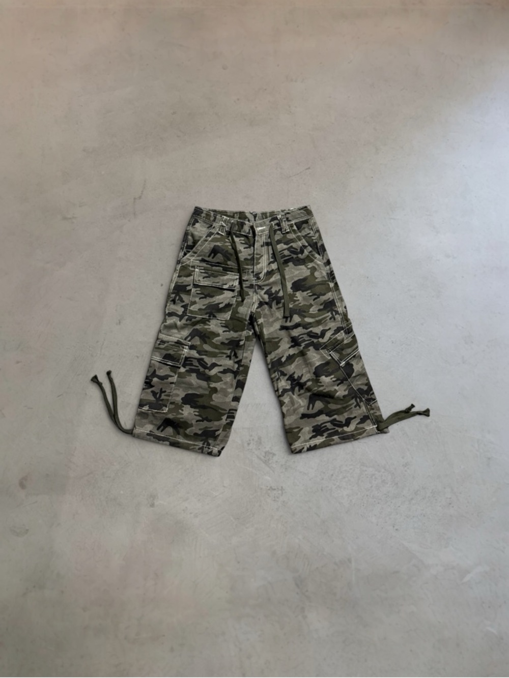 Camo Cargo Drawstring Long Jorts